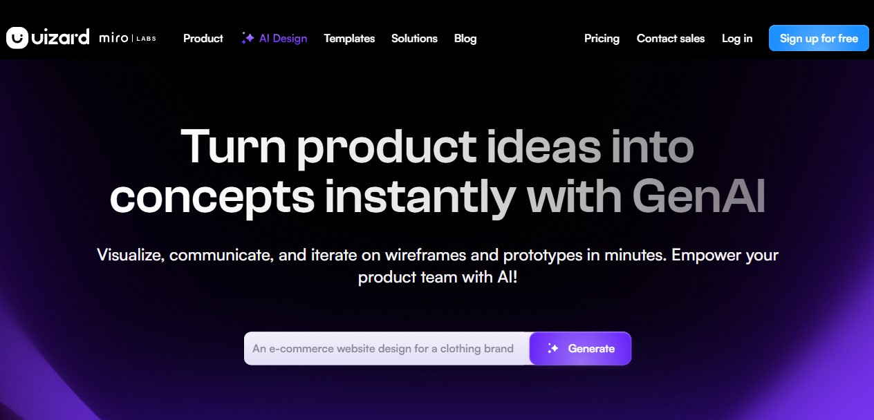 Uizard AI website builder